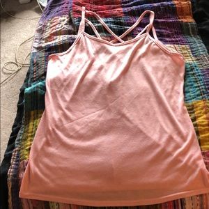 Pink crisscrossing back tank top size M